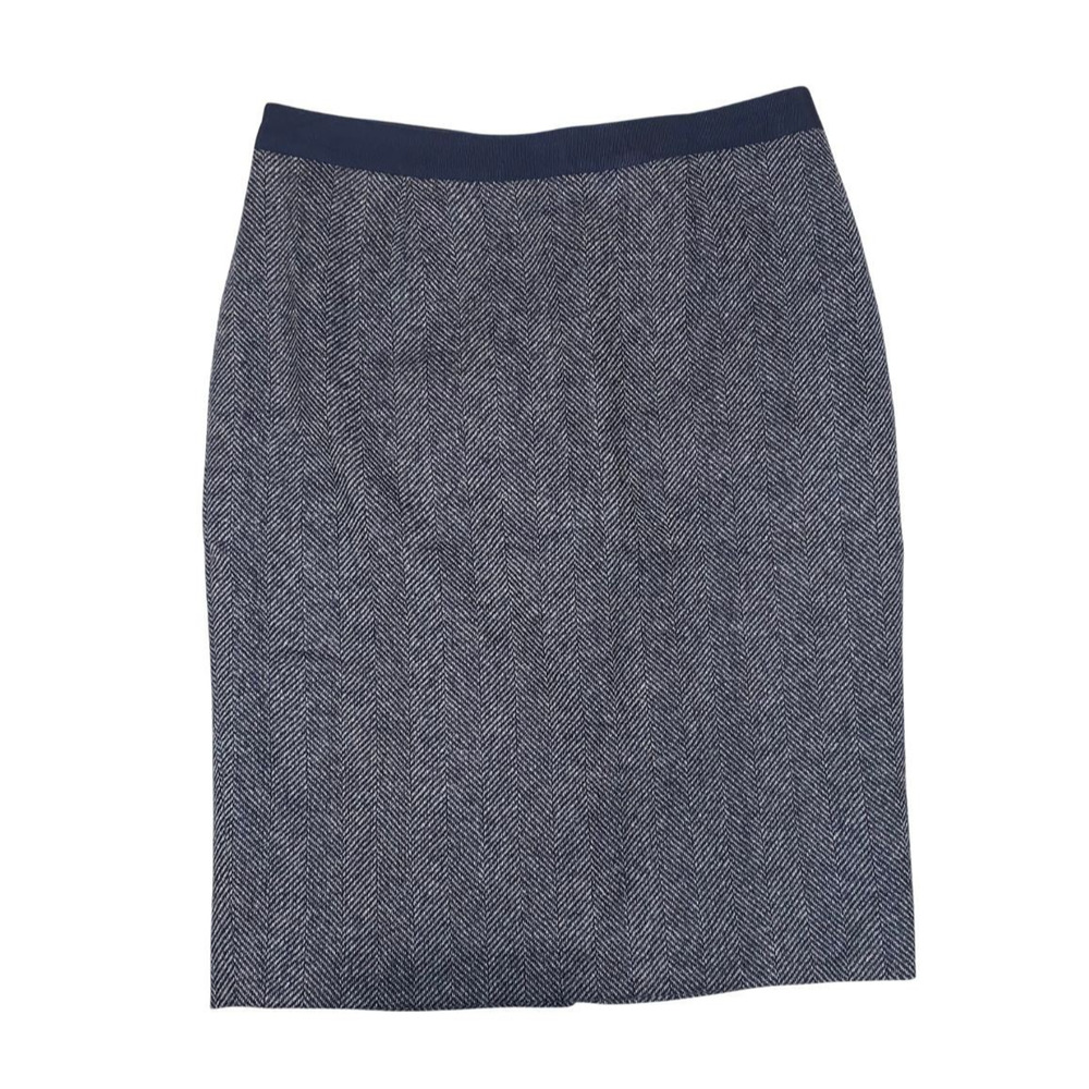 Boden Womens Moon Tweed Herringbone Wool Pencil Skirt Size 8 US Navy Blue Office